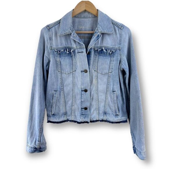 Gap distressed cotton denim jacket size M - Picture 1 of 9